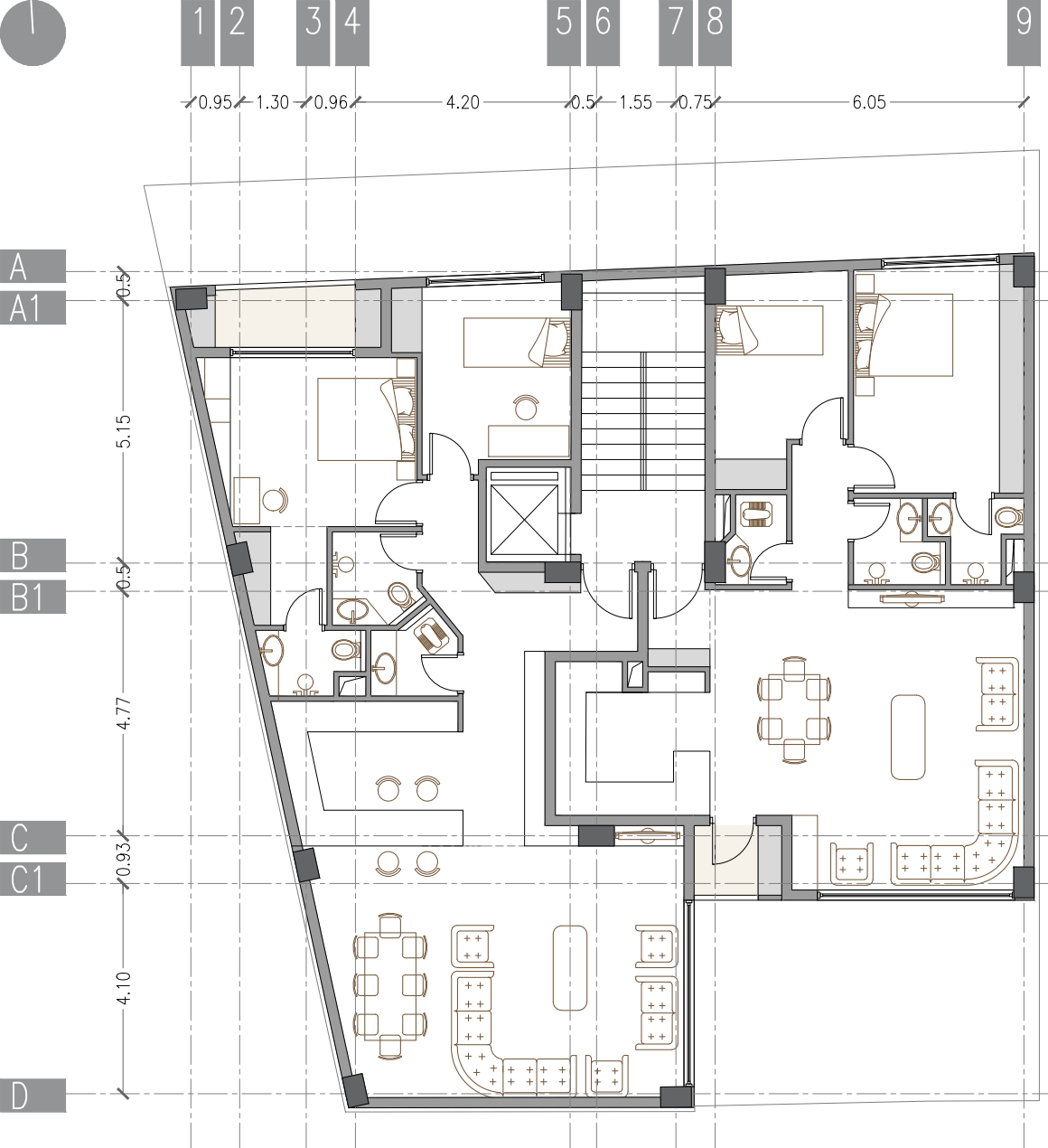 typical floor plan, apartment in 104 st