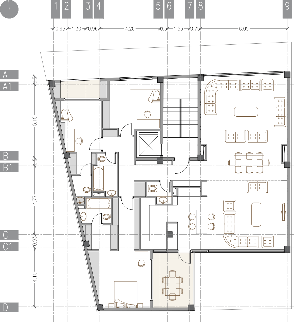4th floor plan, apartment in 104 st