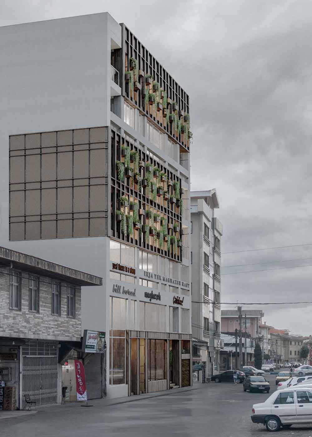 main render, facade design of Guilan Nezam T.A.M