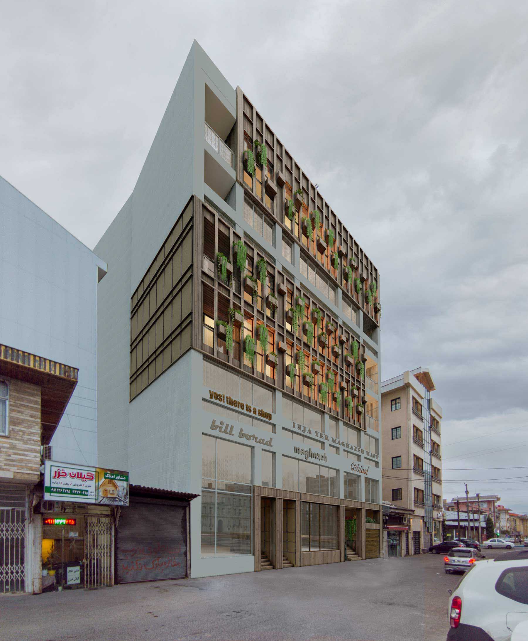 main render, facade design of Guilan Nezam T.A.M