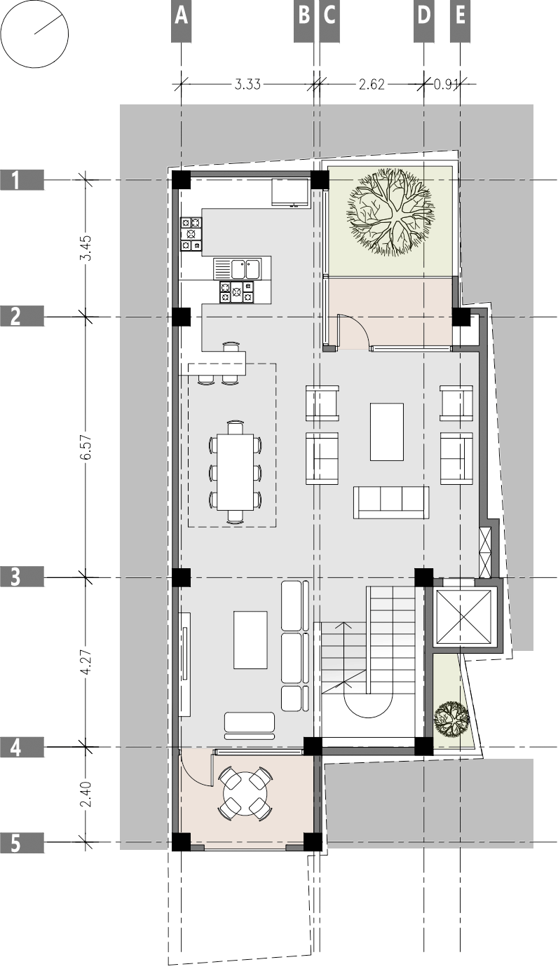 first floor plan , A house surrounded by neighbors