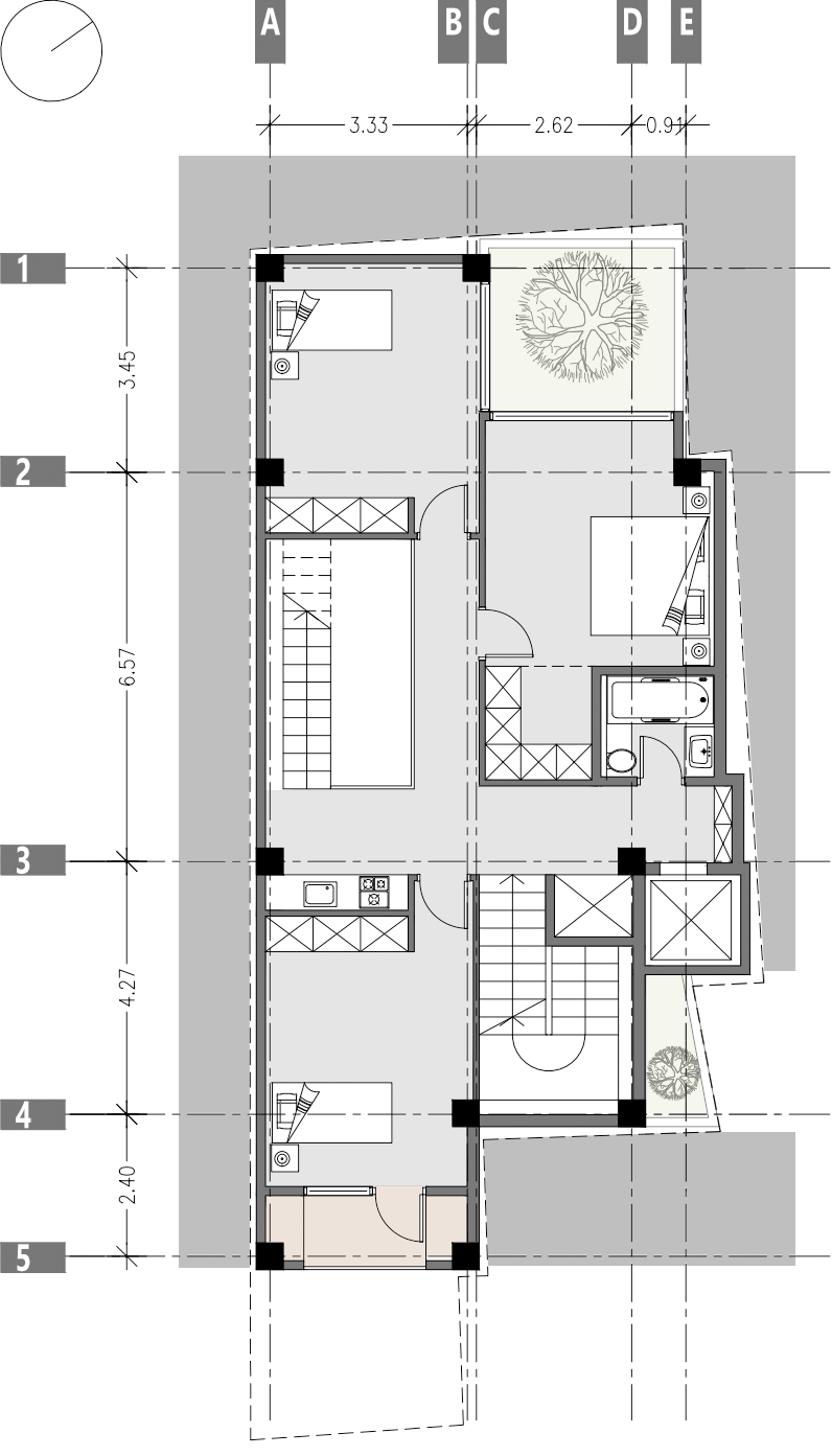 second floor plan , A house surrounded by neighbors