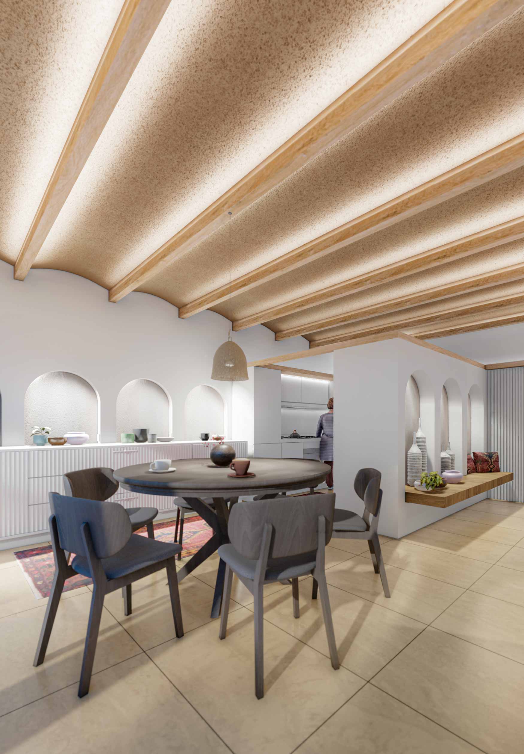 dining room and kitchen interior render