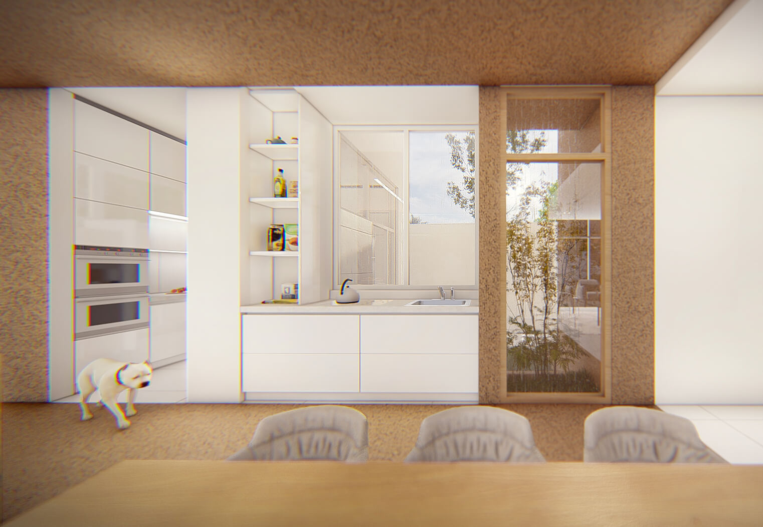 kitchen , a villa between two trees