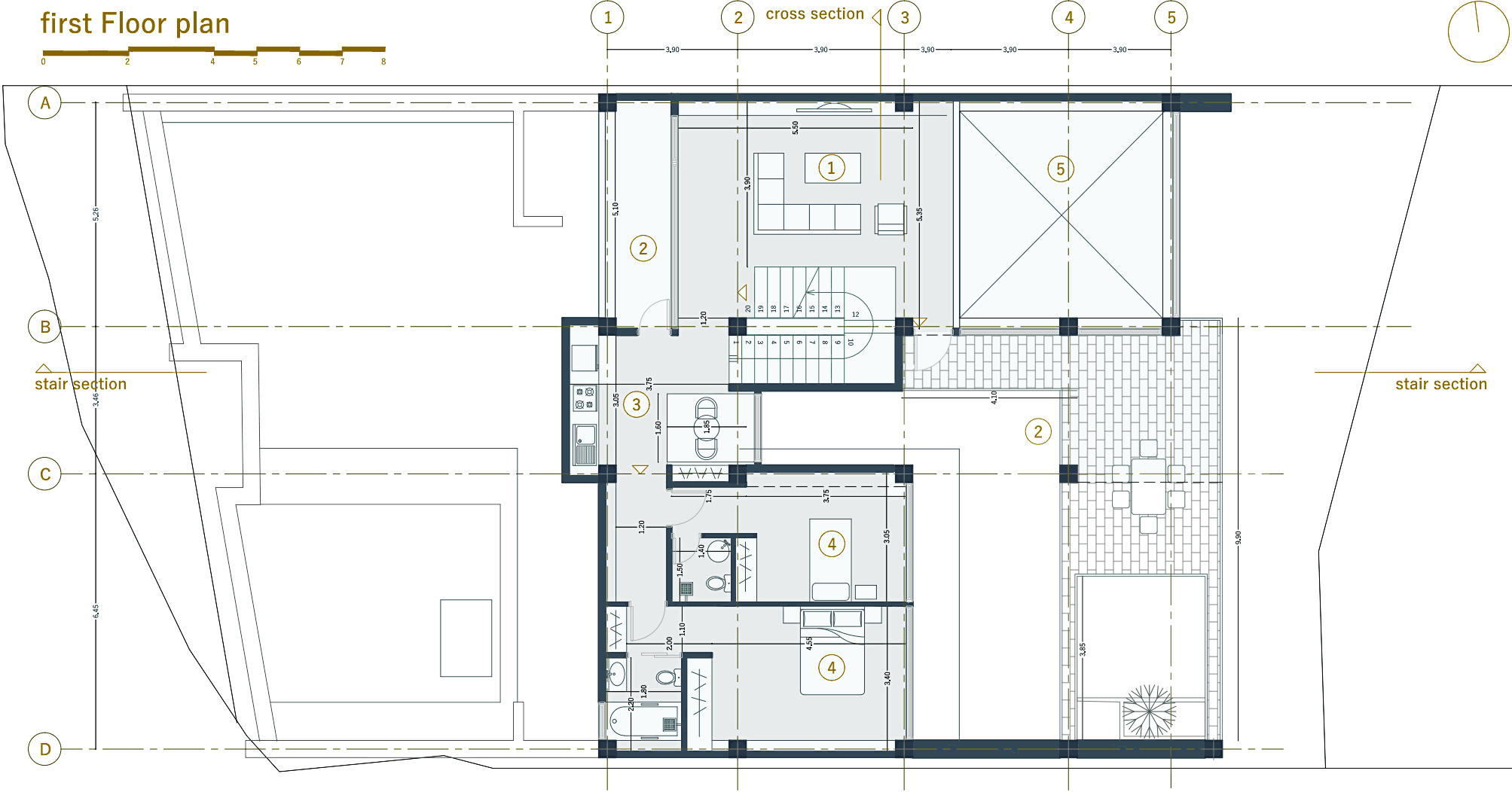 first floor plan, villa in Joukoulbandan