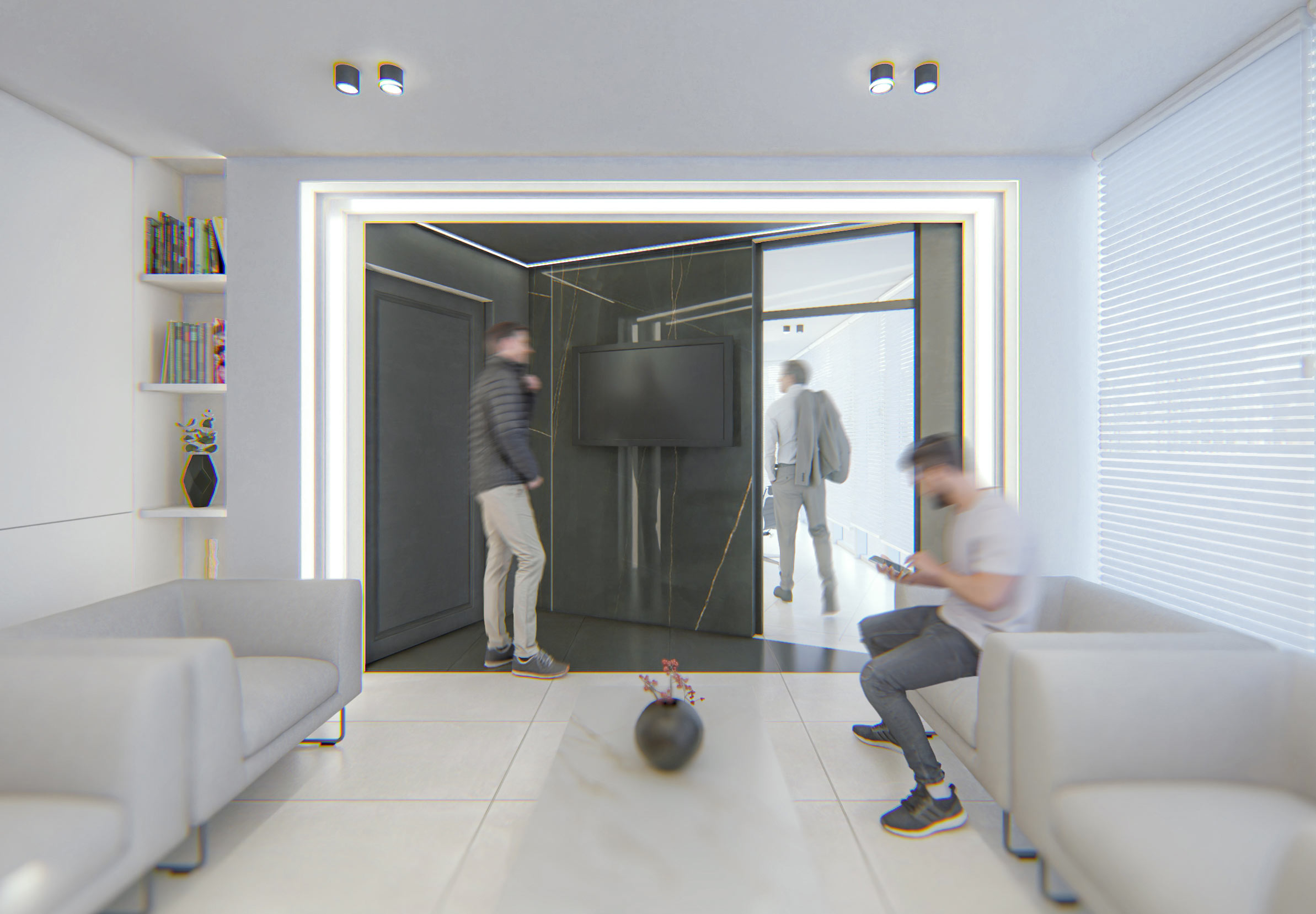 An internal door linking the manager's room and the meeting room , Planca Palace office interior design project