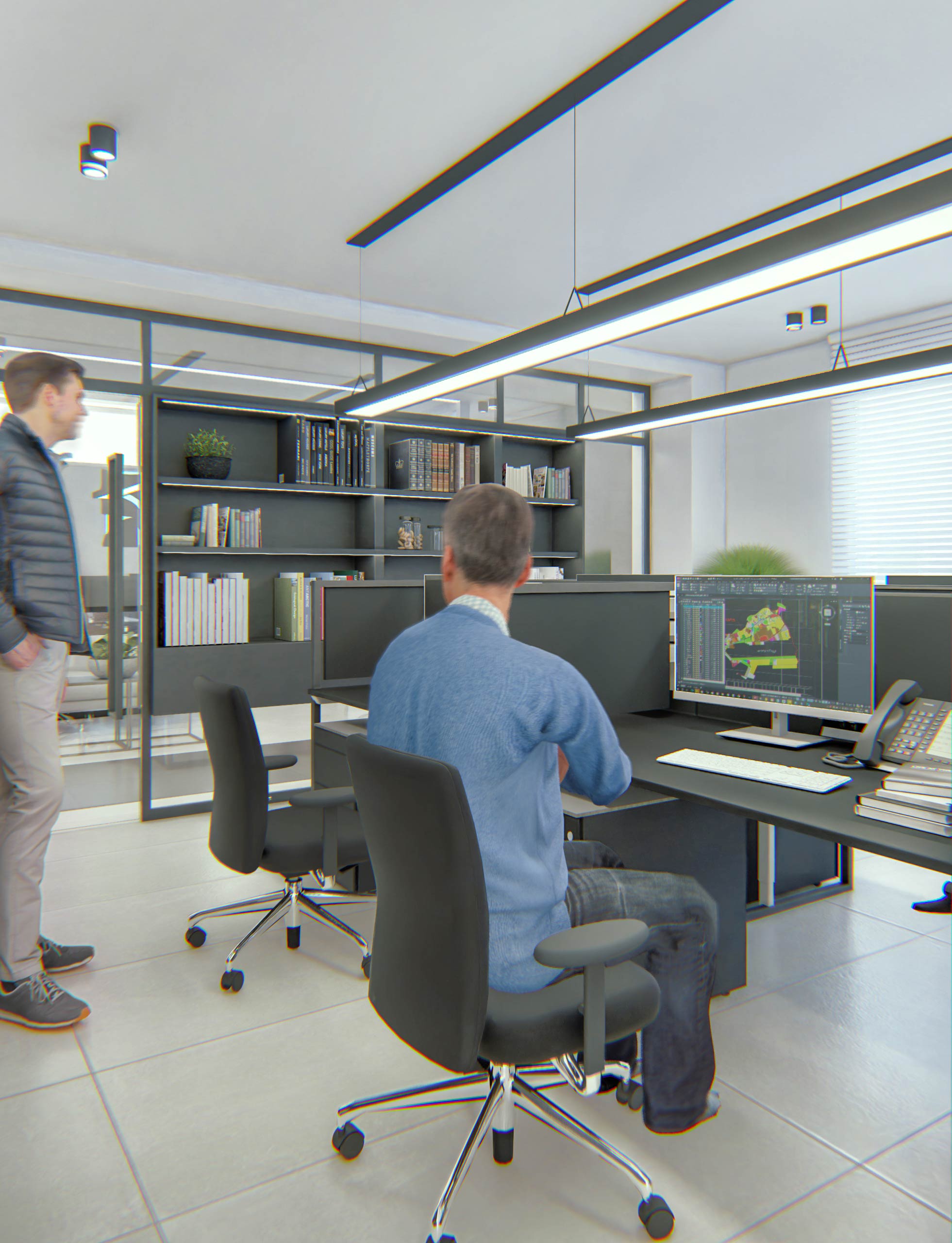 Open office area, staff workspace, Planca Palace office interior design project