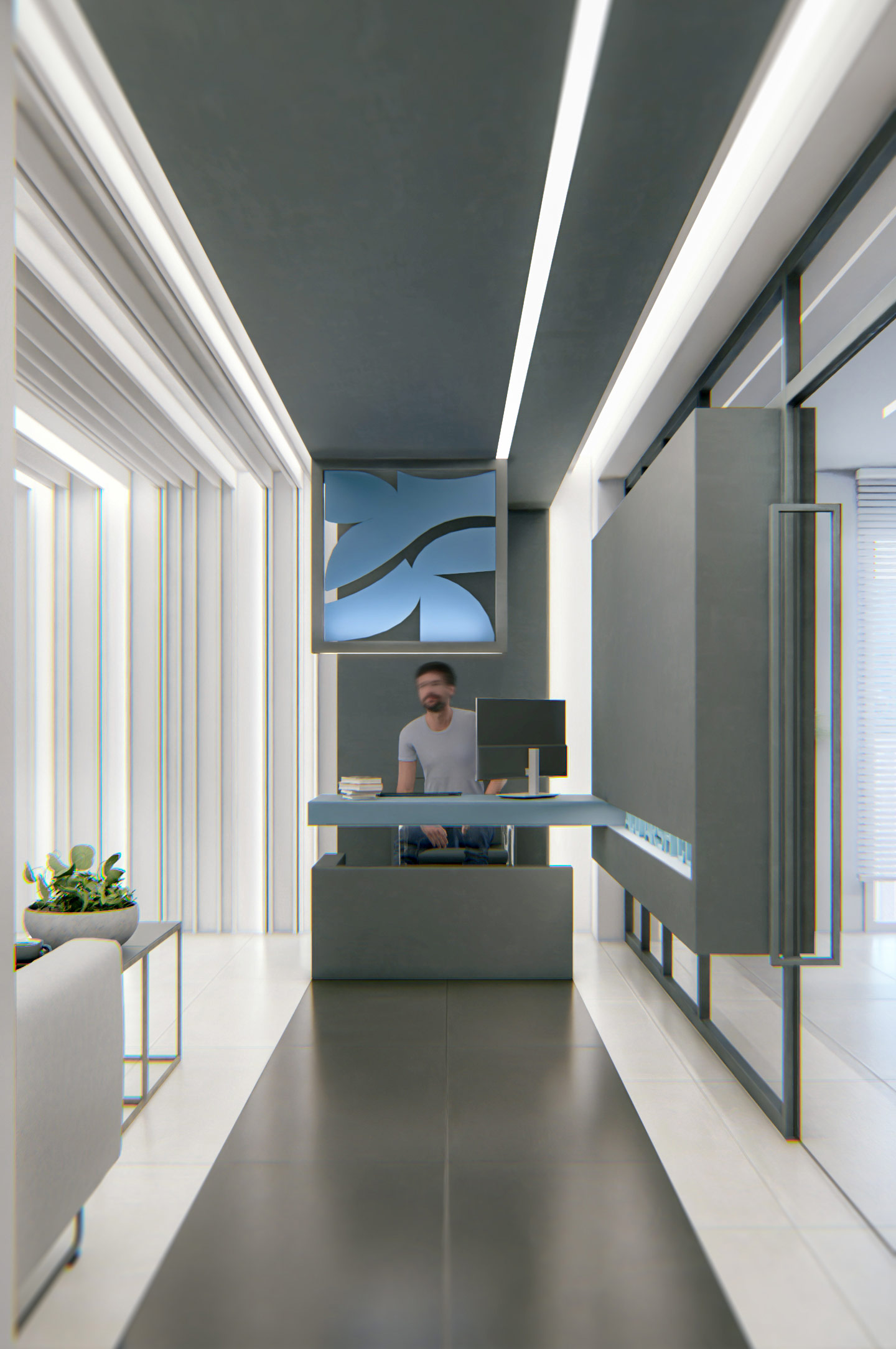 The reception desk, Planca Palace office interior design project