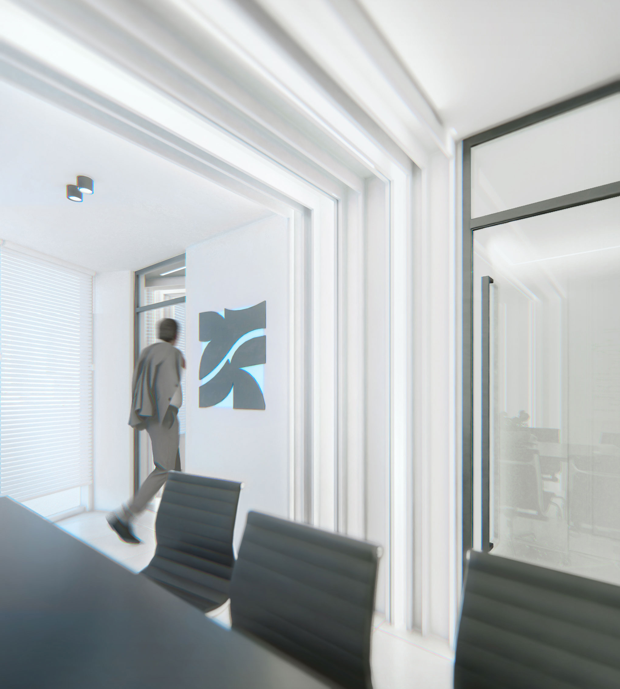 An internal door linking the meeting room to the manager's office , Planca Palace office interior design project