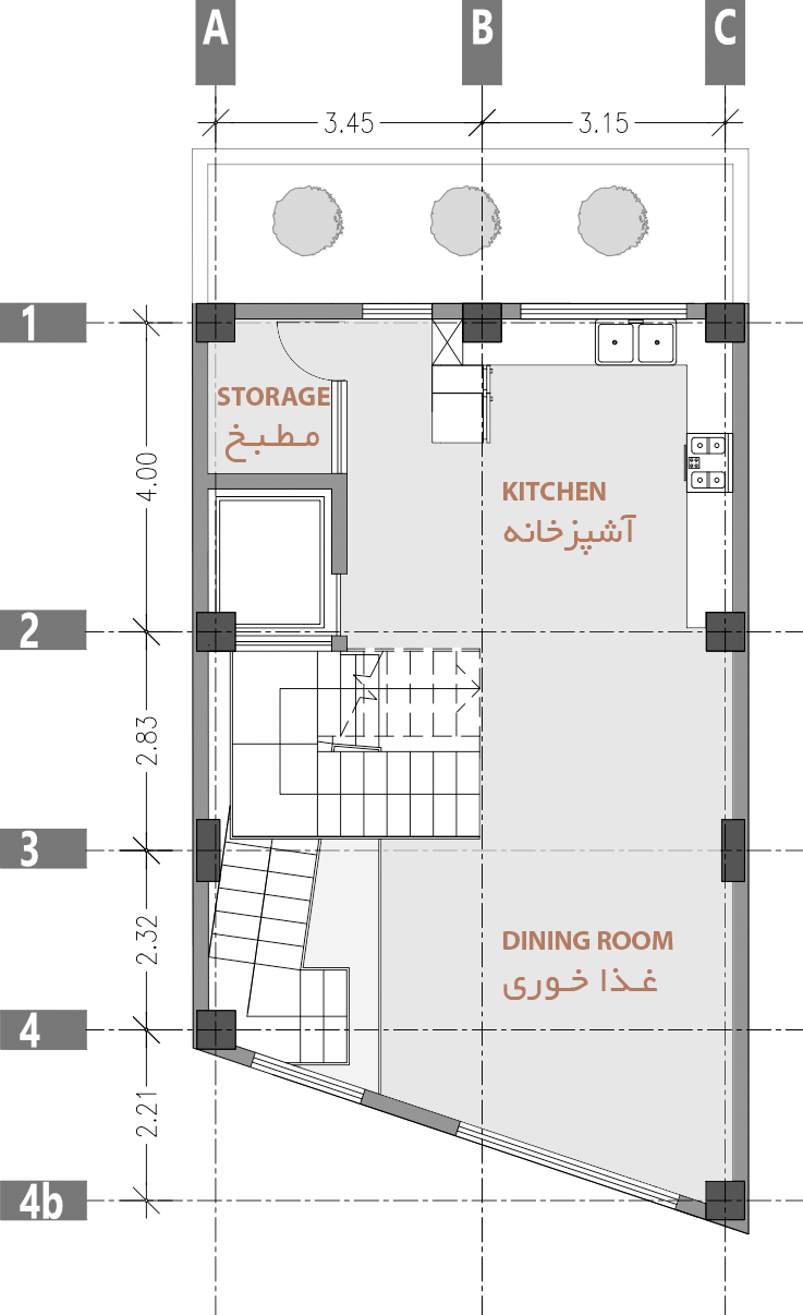 second floor plan, an apartment in Ostad Moein st.