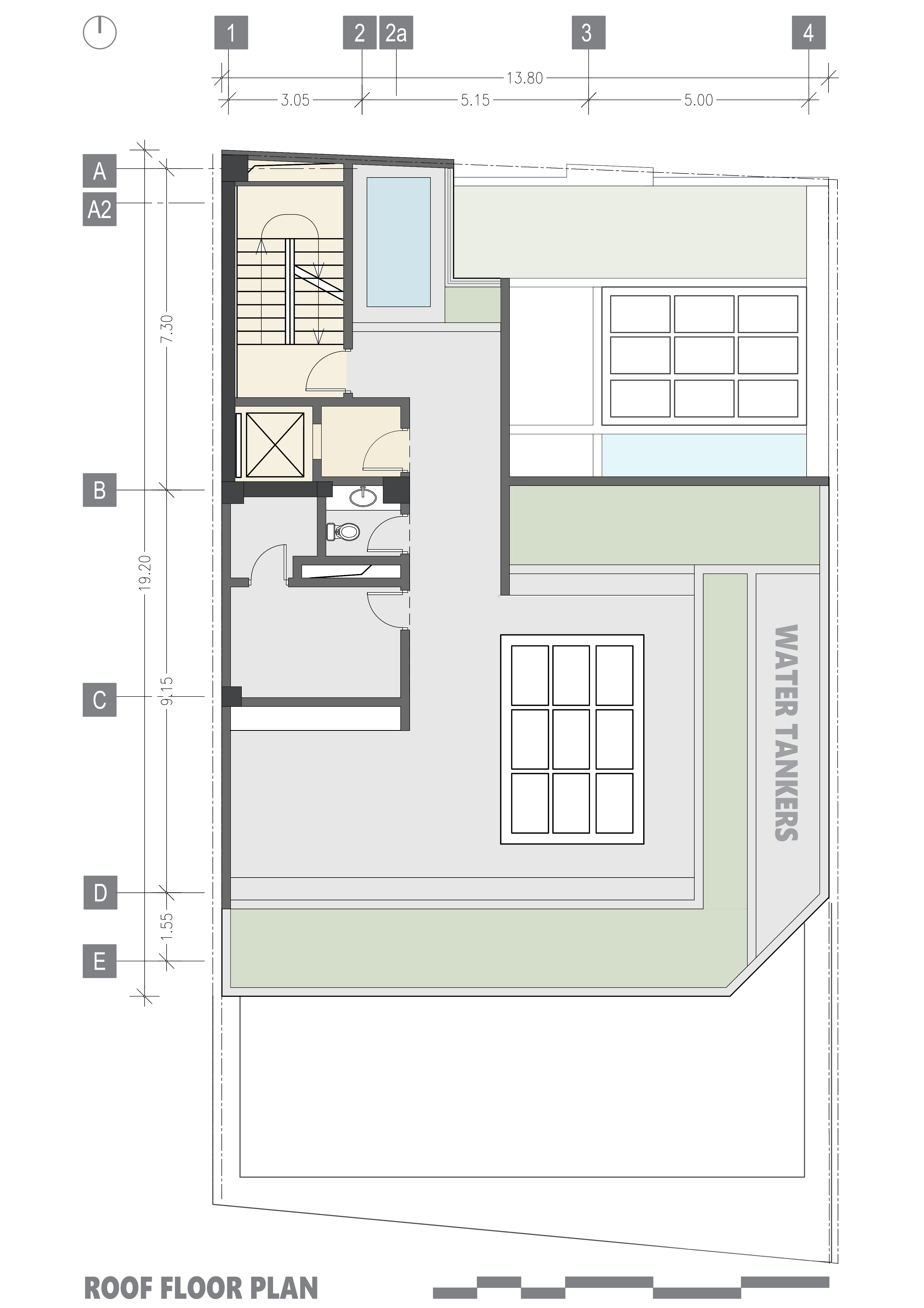 roof floor plan, the Jameh-Chin (Pleated Veil) Apartment,100 St, Rasht, Iran