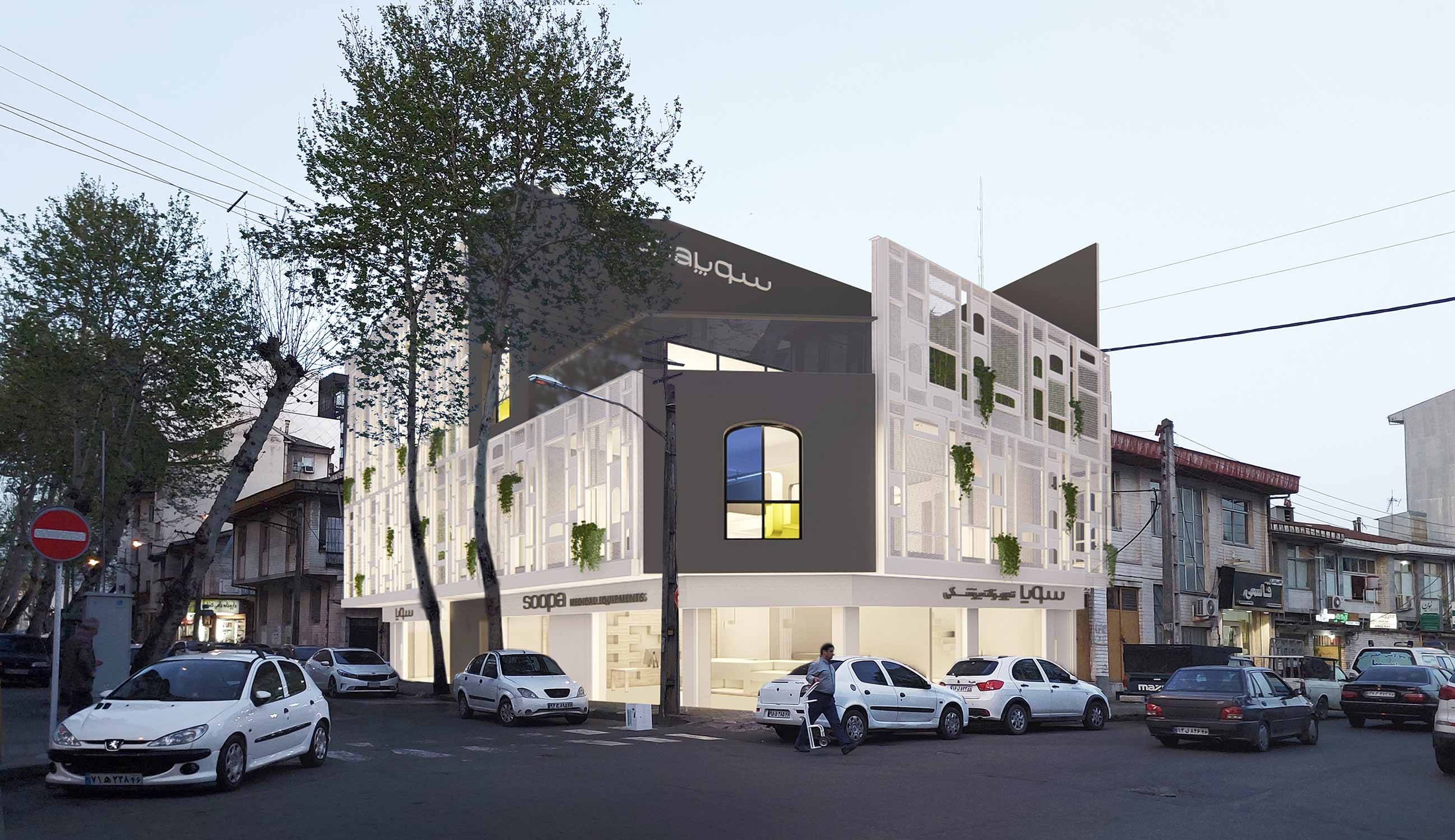 alternative 2, render 3, Facade Design for Supa Medical Equipment Building