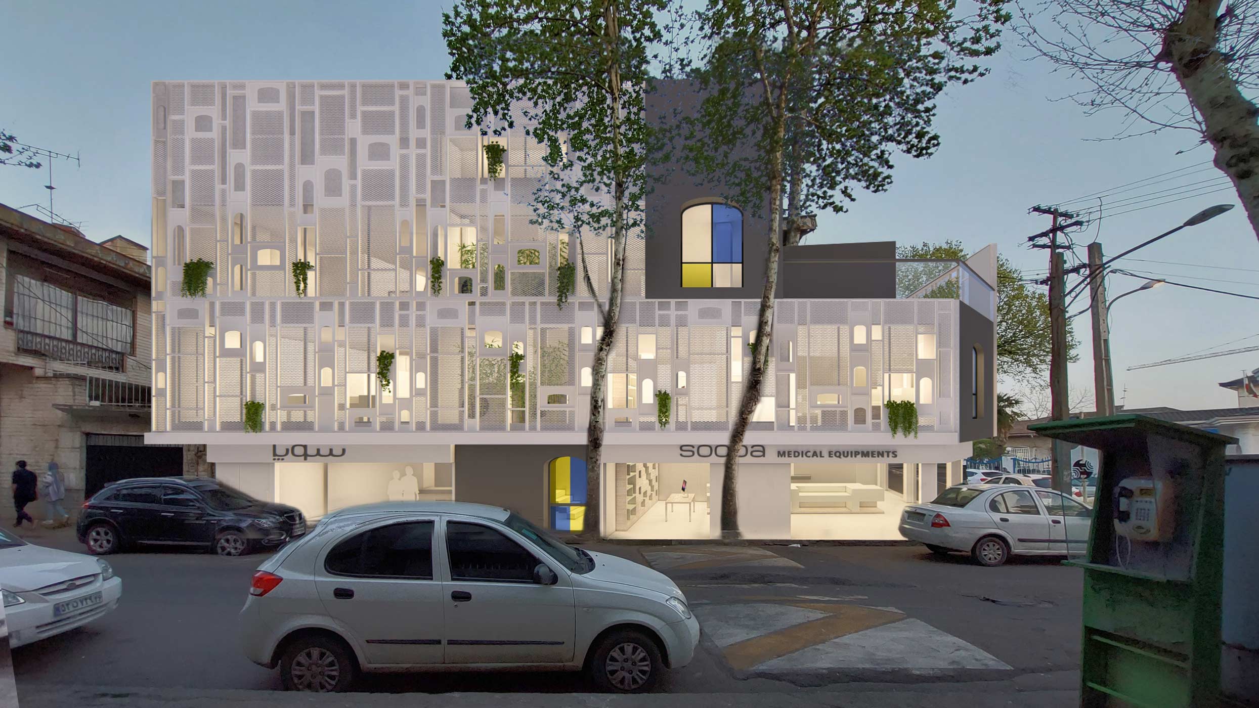 alternative 2, render 1, Facade Design for Supa Medical Equipment Building