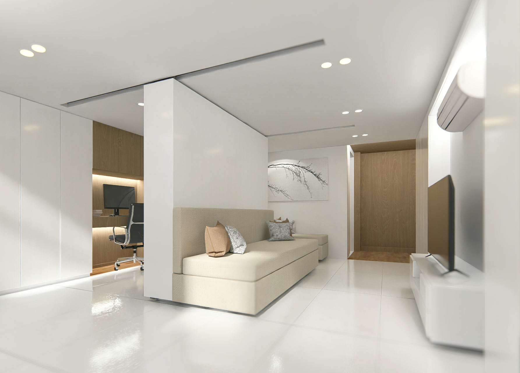 render 3 - mode 1: living time , Tiny Home that Morphs to moments