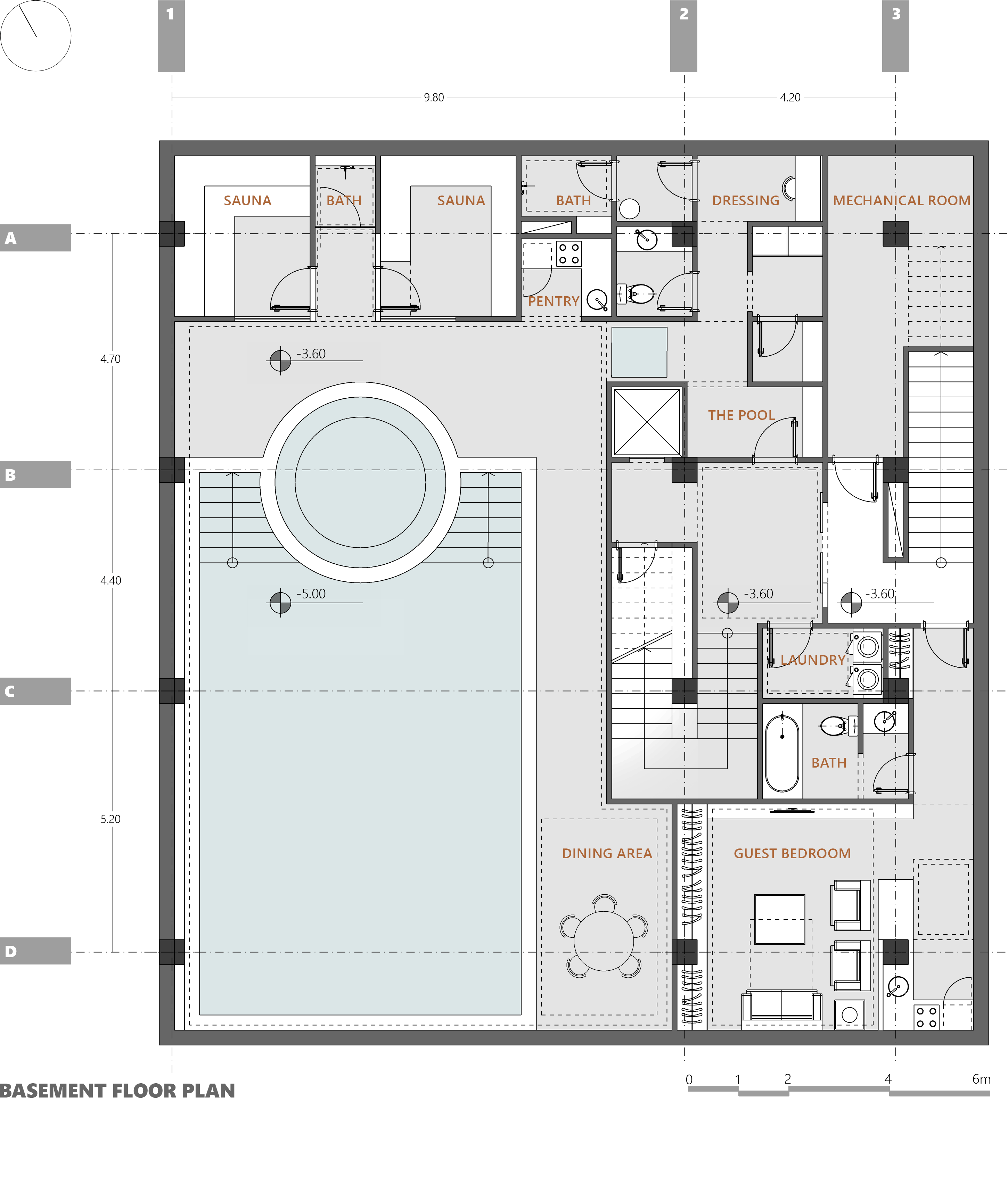 basement floor plan, a villa in karaj