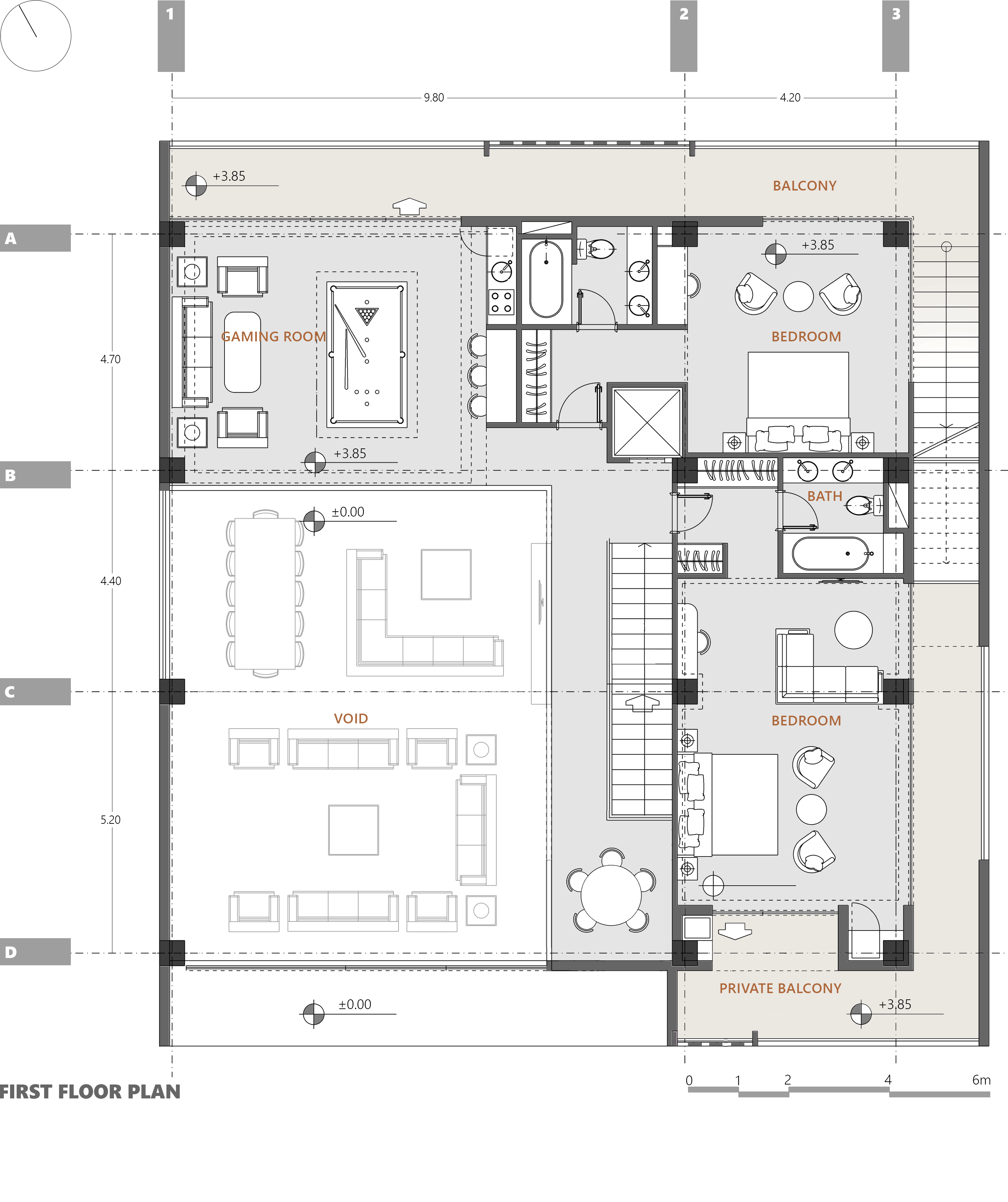 first floor plan, a villa in karaj