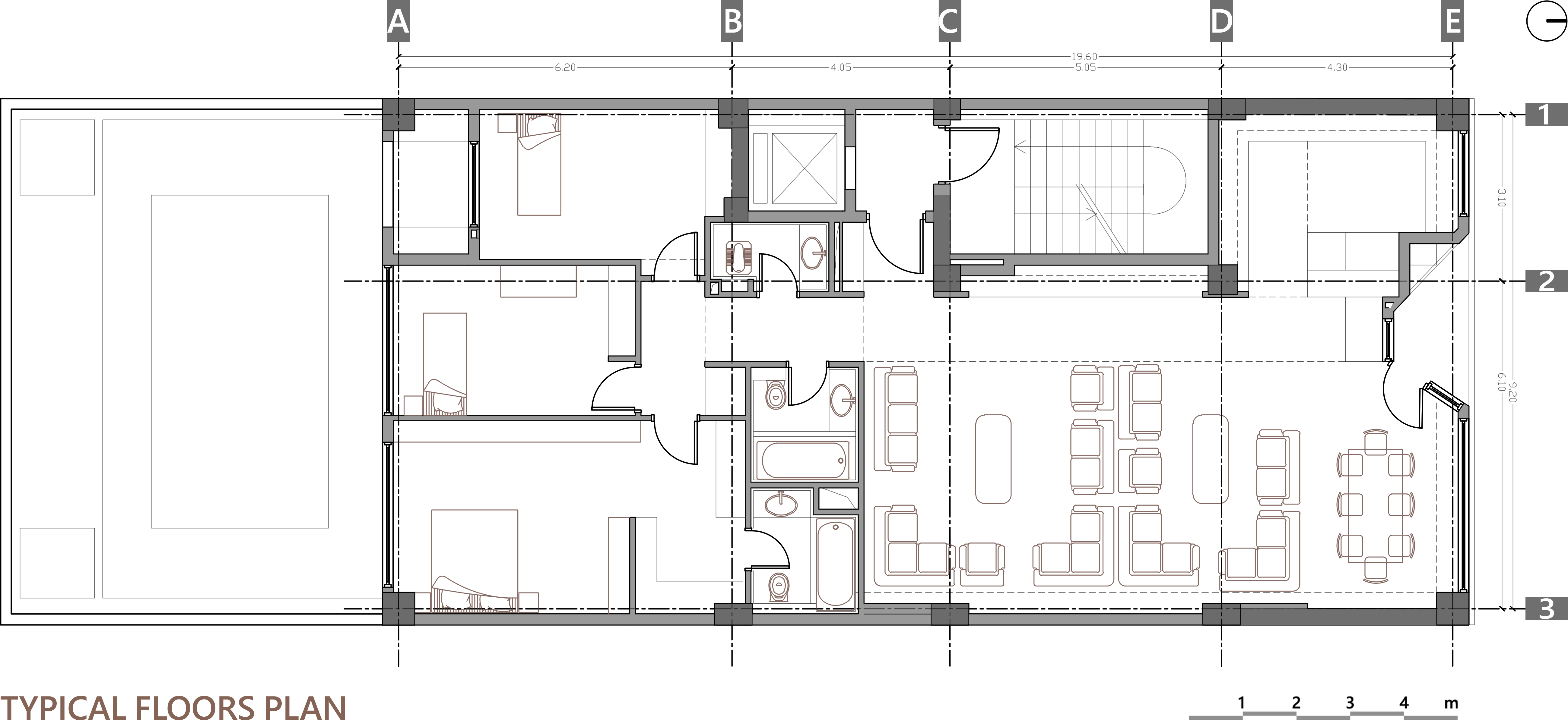 typical floor plan, 93 st. residentail aratment